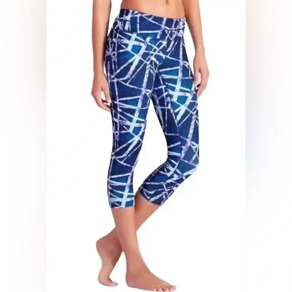 Athleta womens XS white sport bra and purple geometric Capri leggings bundle set - Picture 15 of 16